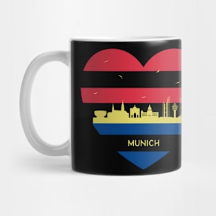 Germany Skyline cityscape Heart Shape Birds Flying Munich Mug